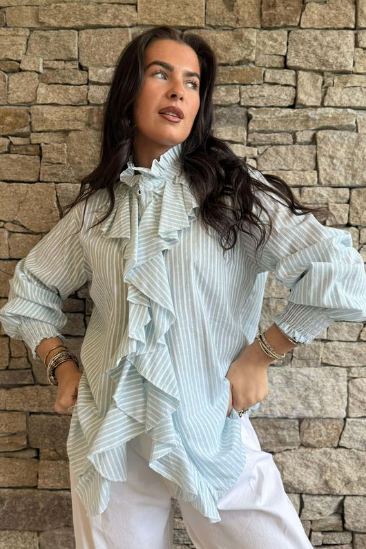 Nantucket Ruffle Blouse Soft Sage /15=